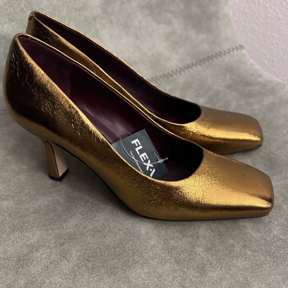 NWT Franco Sarto Flexa Aela Square Toe Pump Bronze Leather Sz 9 - Picture 10 of 15